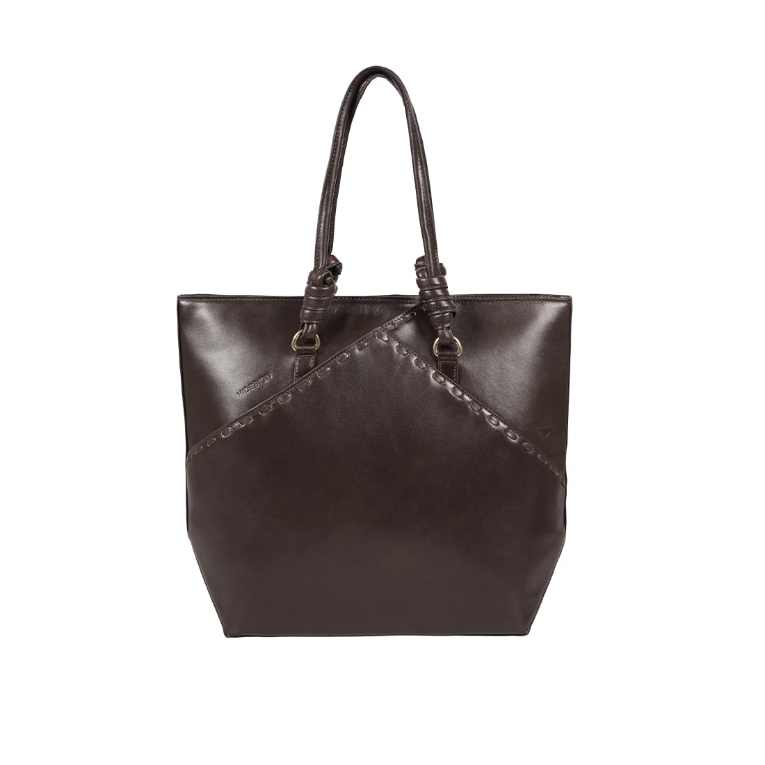 Mosaic 02 Brown Leather Tote Bag - Image 3