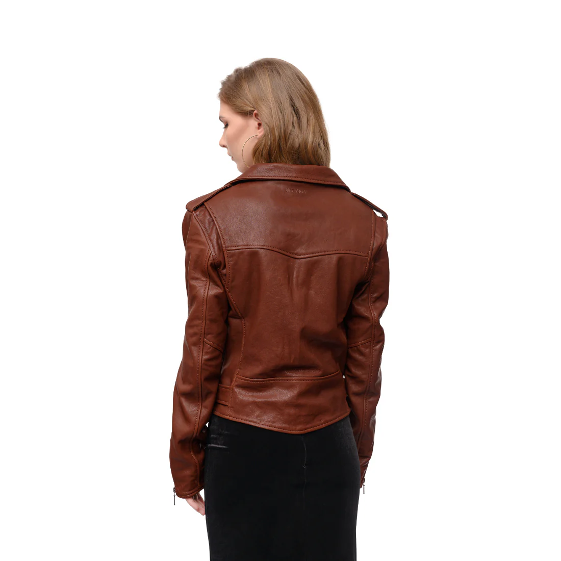 Moto 01 Women's Brown Moto Style Leather Jacket - Image 2
