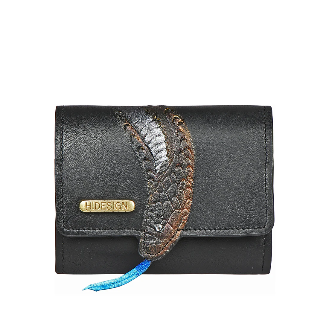 Naia W3 Black Leather Trifold Wallet - Image 2