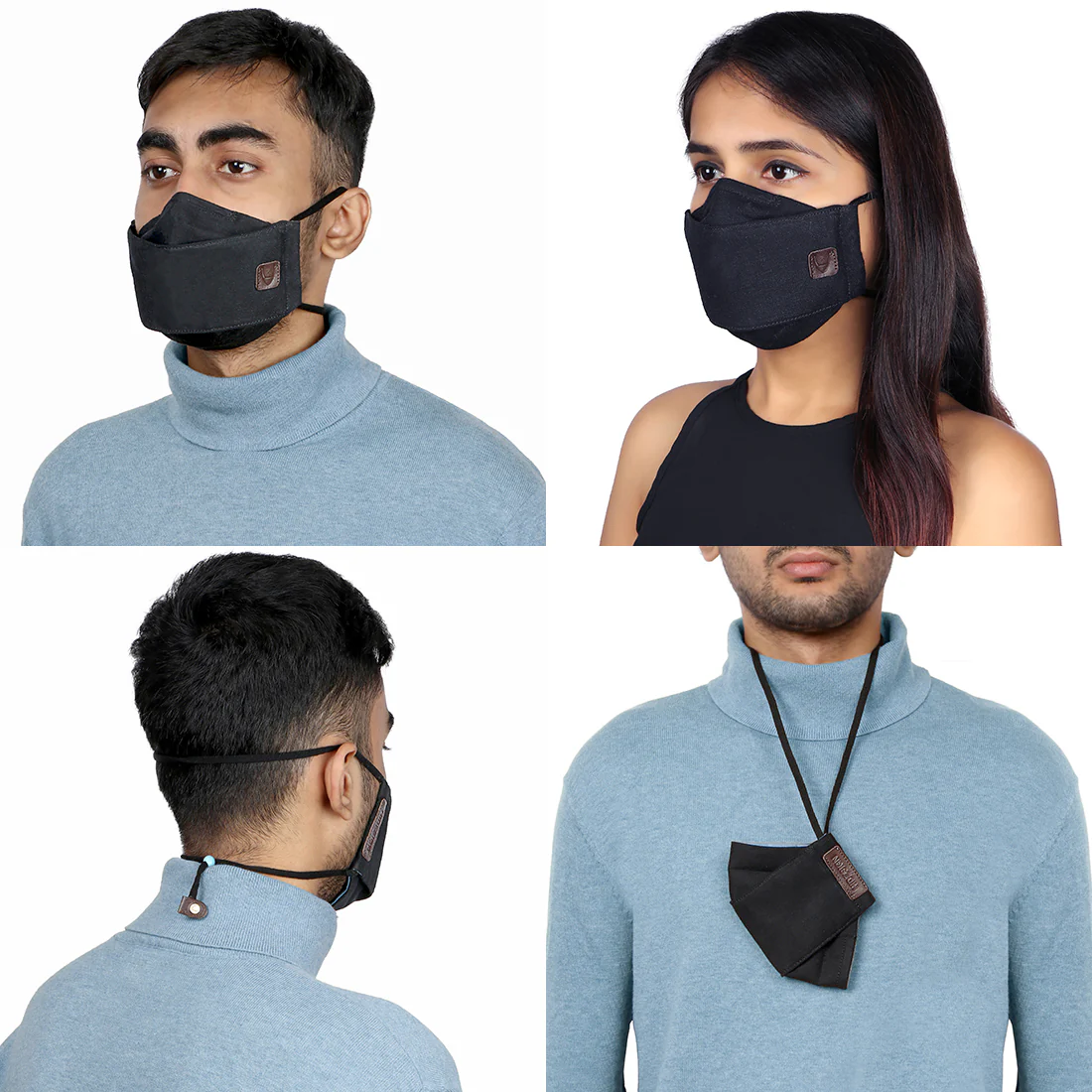 Ninja Combo-Blac Black Leather Face Mask - Image 3