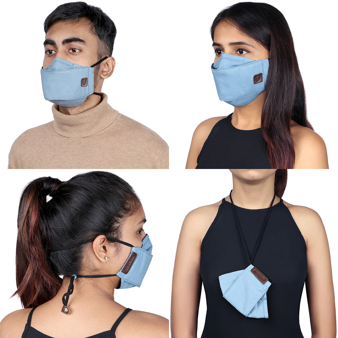 Ninja Blue Leather Face Mask - Image 7