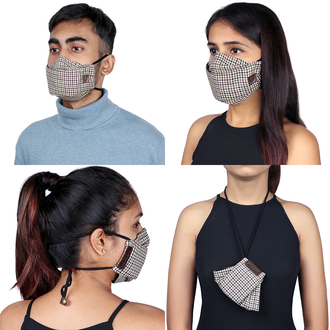 Ninja Combo-Chec Multicolor Leather Face Mask - Image 3