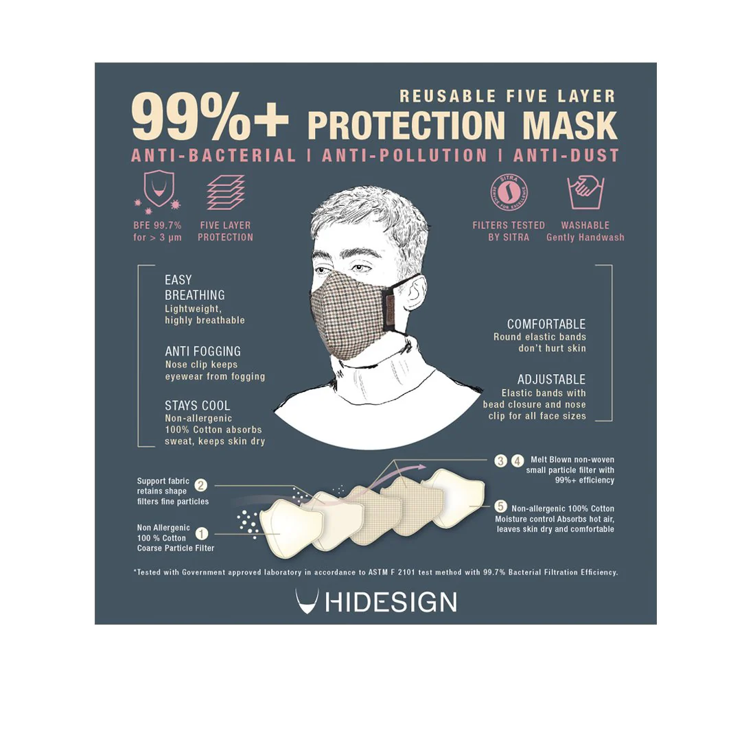 Ninja Combo-Ceme Grey Leather Face Mask - Image 8