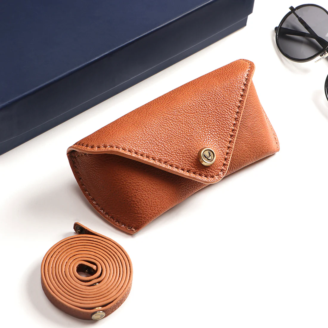 Nori Orange Leather Sunglass Holder - Image 2