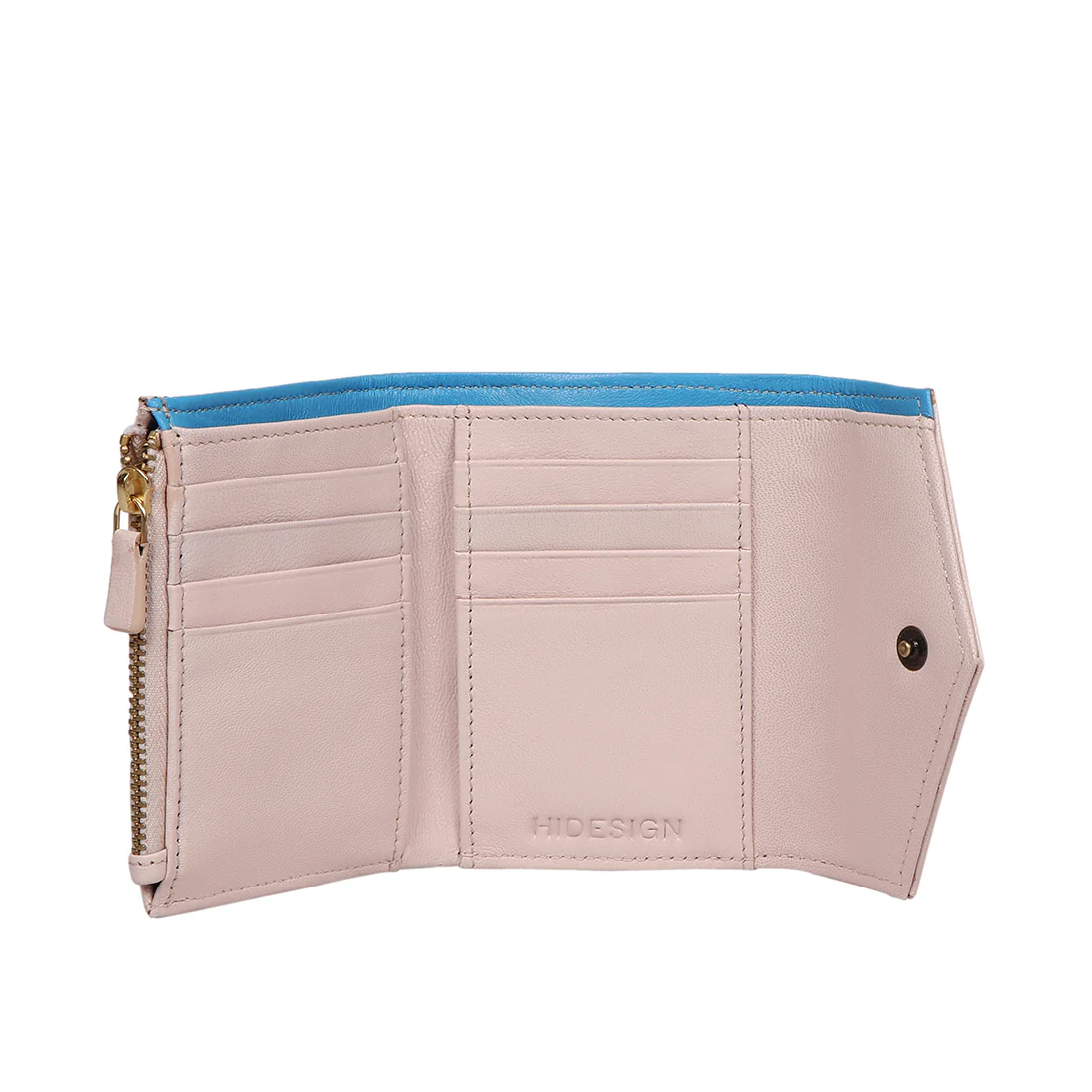 Oona W1 Beige Leather Trifold Wallet - Image 5