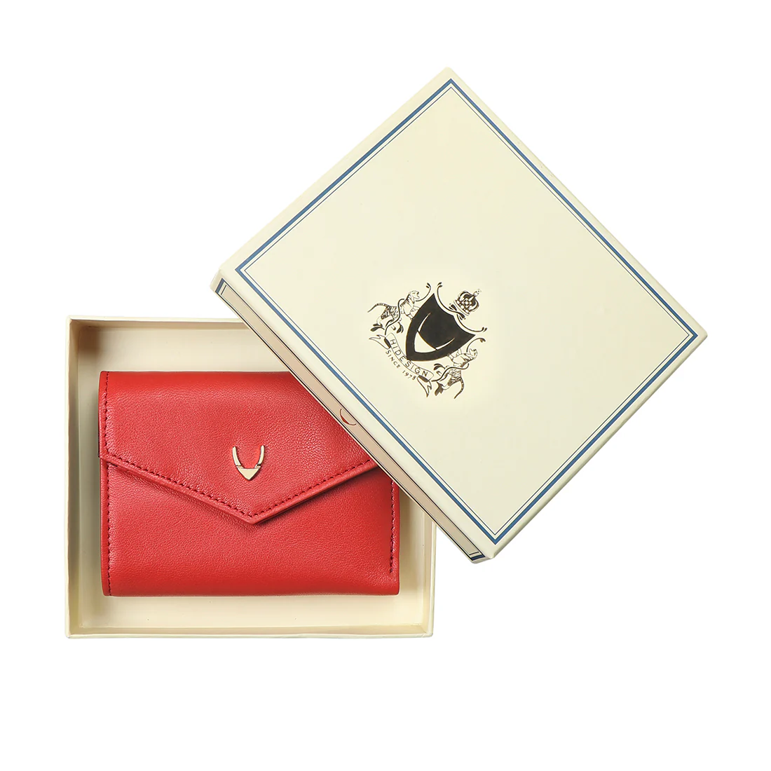 Oona W1 Red Leather Trifold Wallet - Image 8