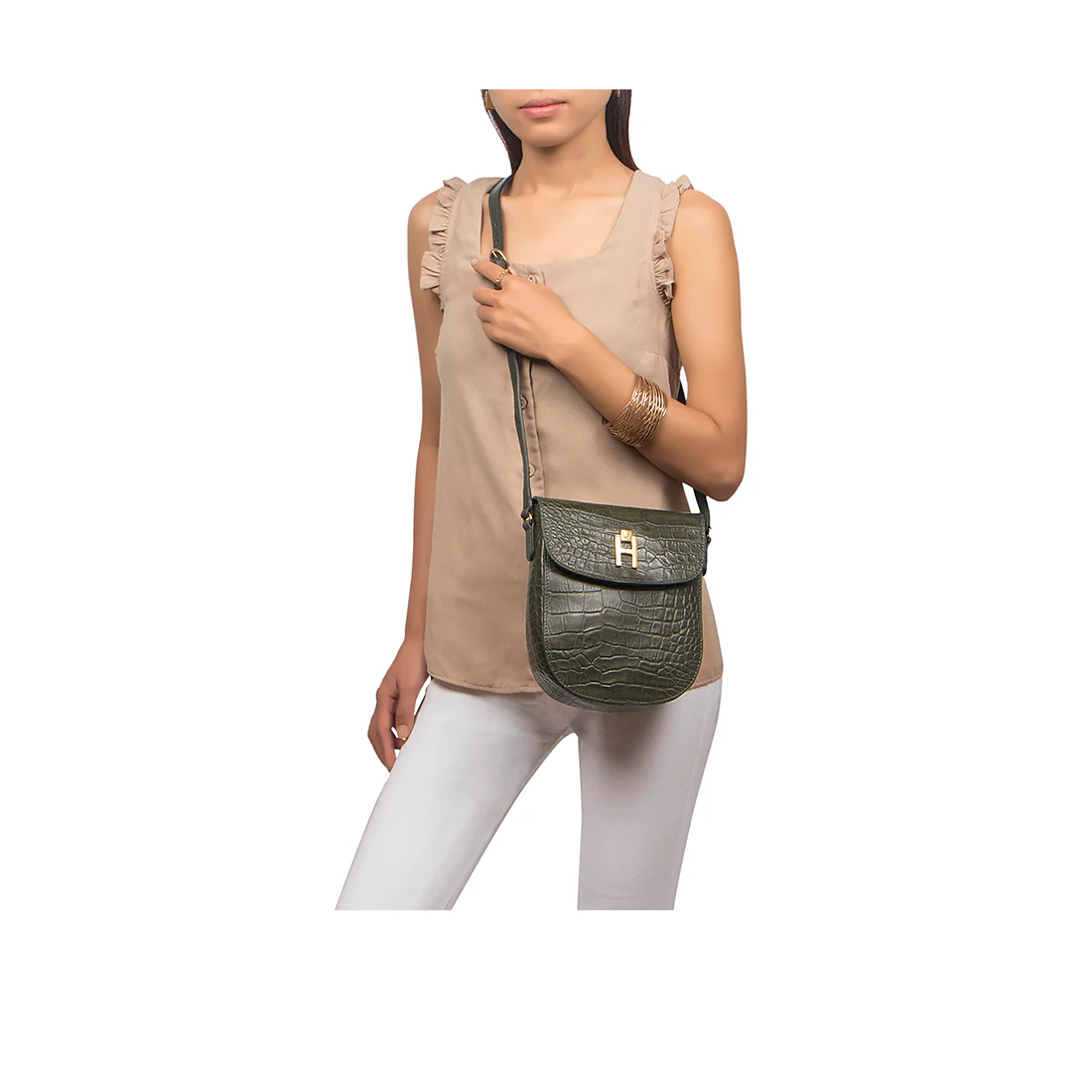 Peru 01 Green Leather Crossbody