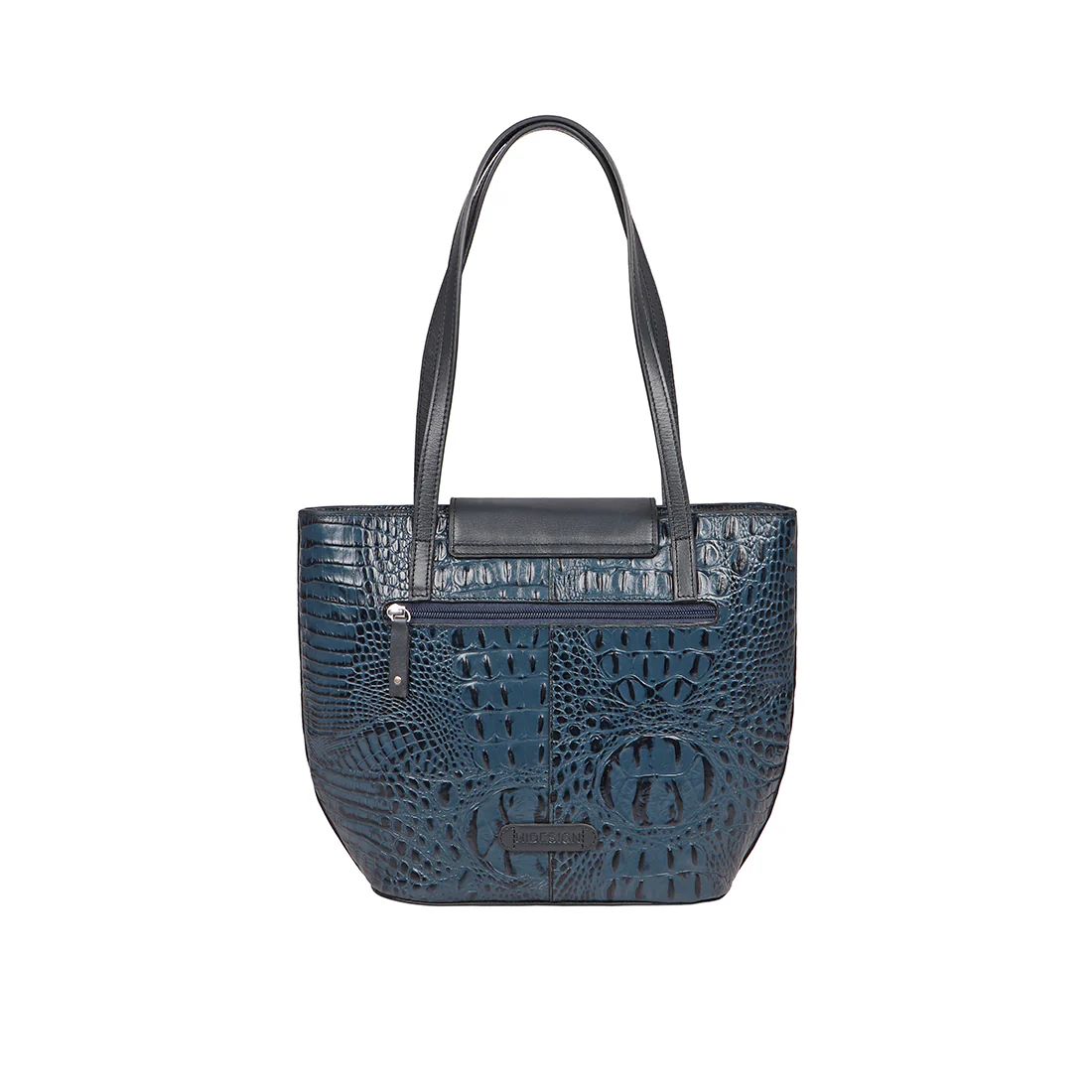 Peru 03 Blue Leather Tote Bag - Image 4