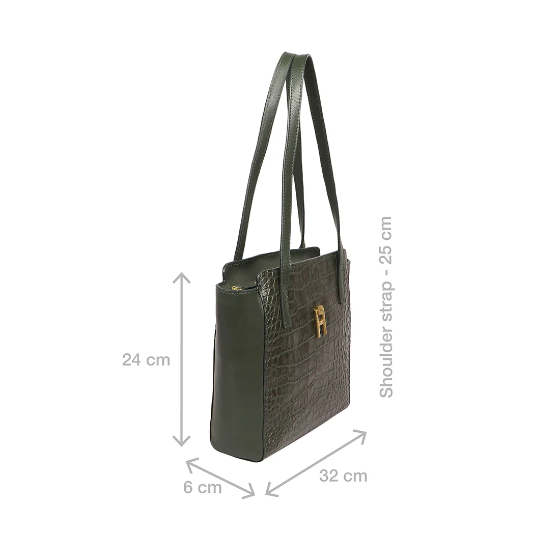 Peru 07 Green Leather Tote Bag - Image 3