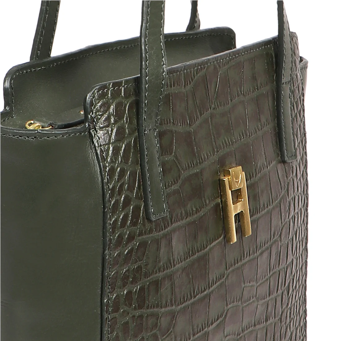 Peru 07 Green Leather Tote Bag - Image 5