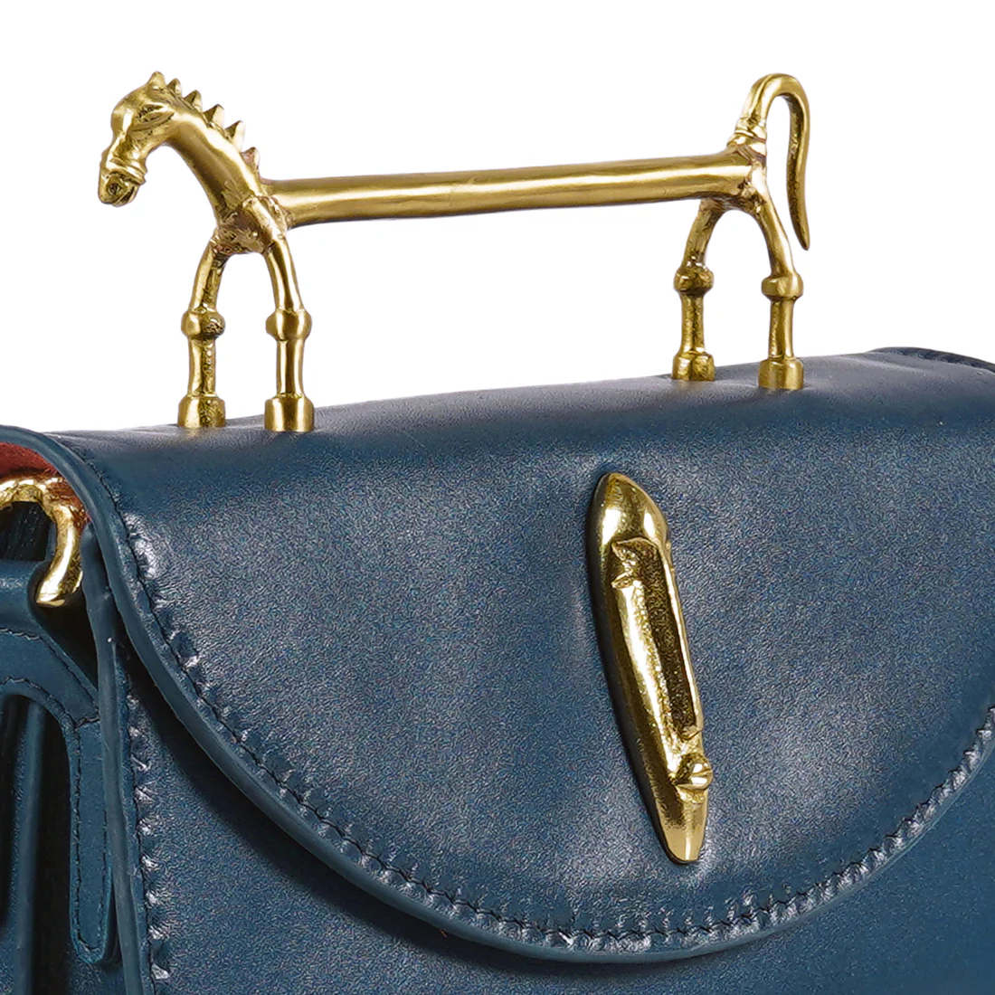 Pharaoh  03 Blue Leather Sling Bag - Image 5