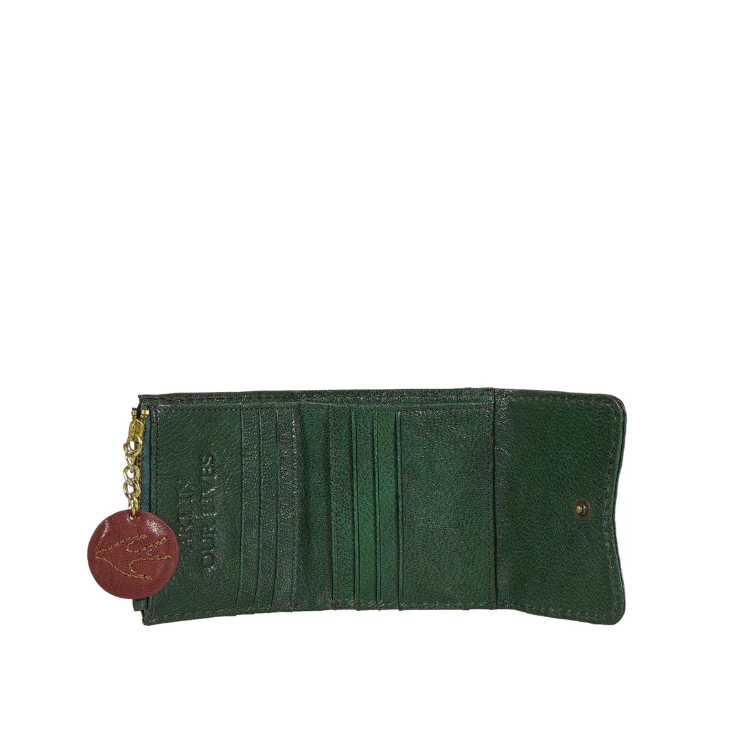 Pharaoh W1 Green Leather Trifold Wallet - Image 4