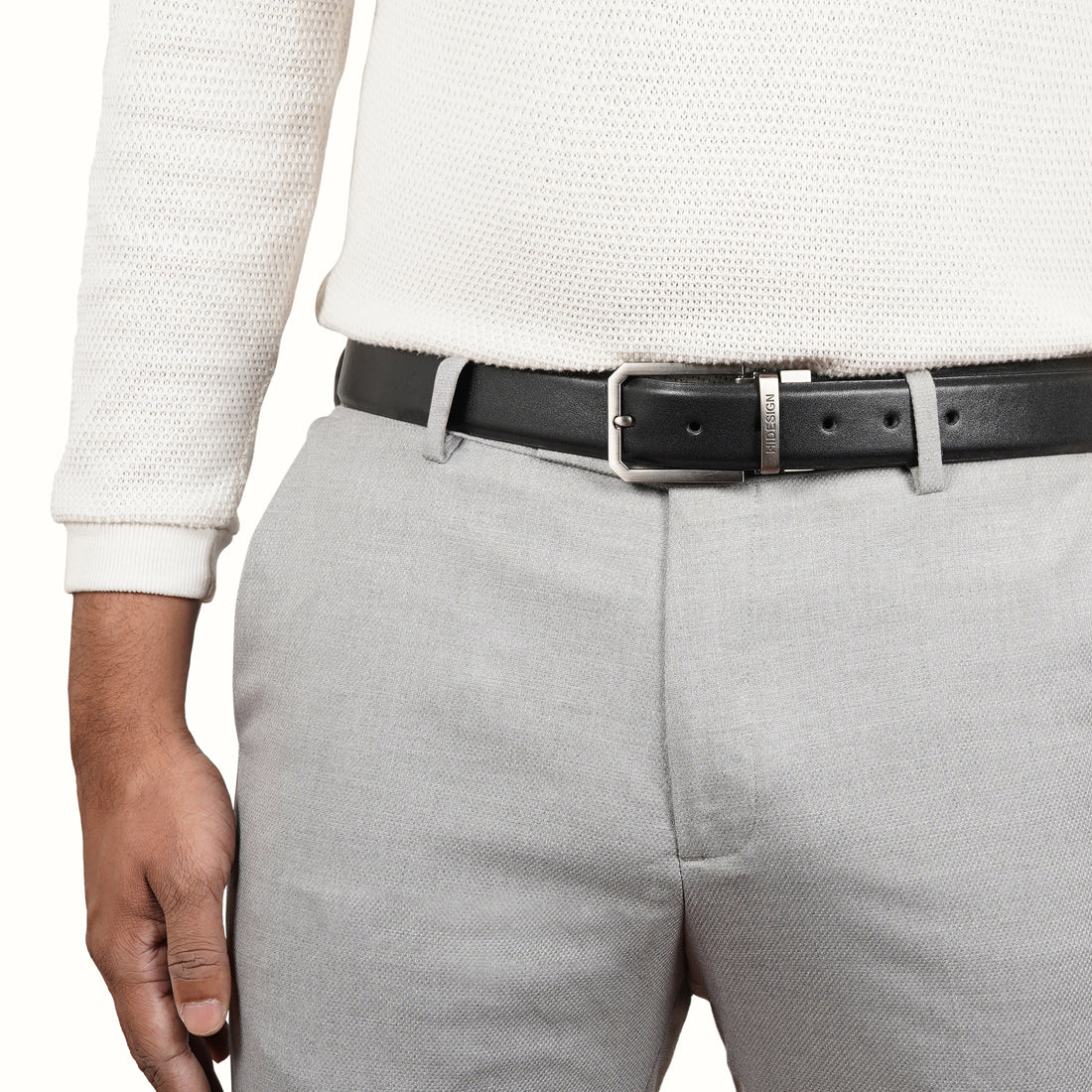 Pique Adison Men's Black Reversible Leather Belt - Image 4
