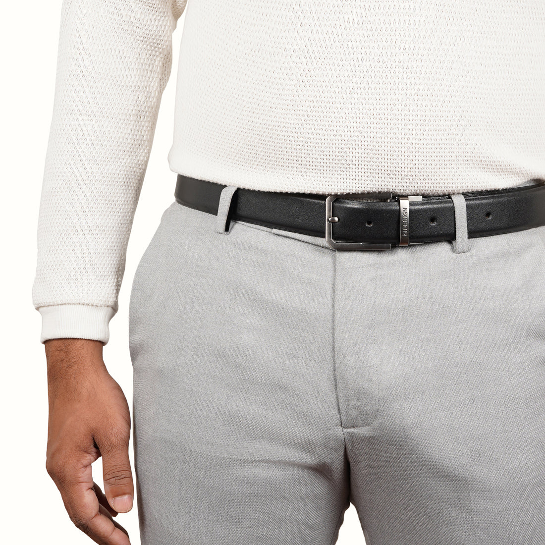 Pique Adison Men's Black Reversible Leather Belt - Image 4