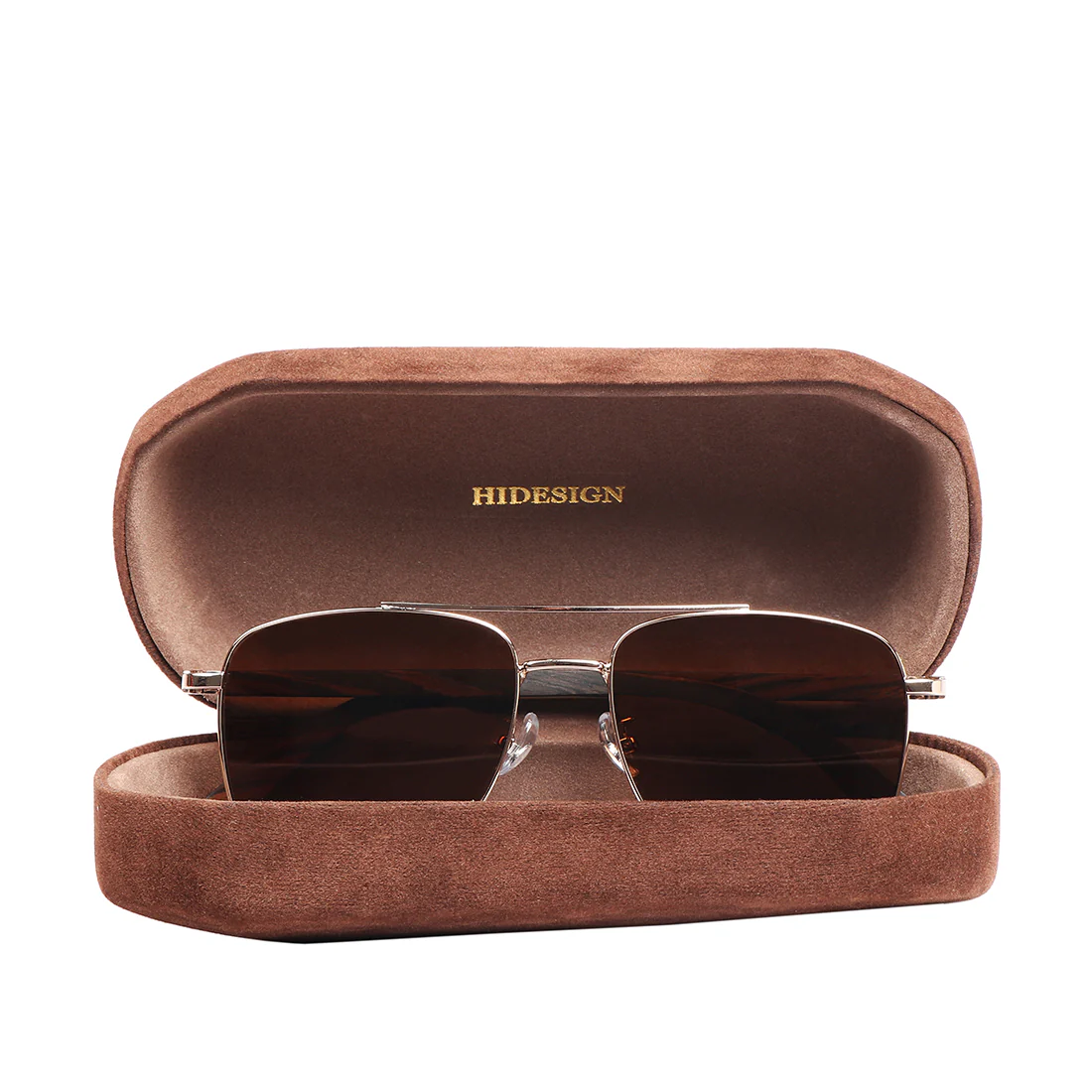 Polermo Unisex Brown Aviator Sunglasses - Image 8