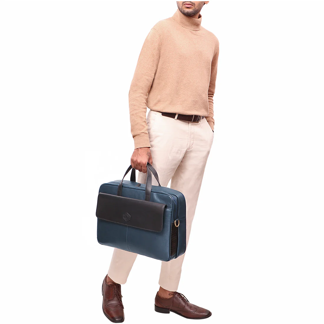 Portobello 02 Blue Leather  Briefcase - Image 2