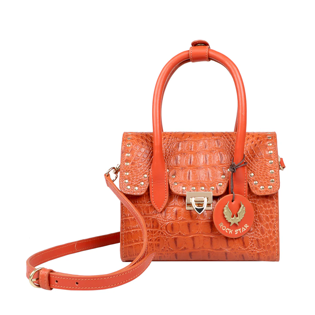 Punk 01 Orange Leather Satchel