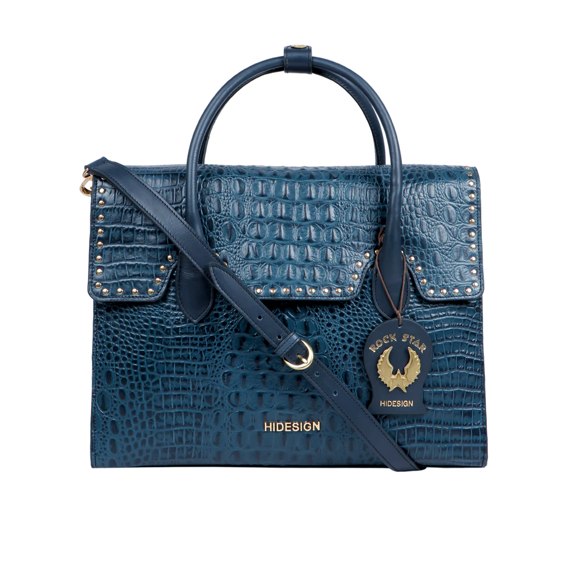 Punk 03 Blue Leather Laptop Bag