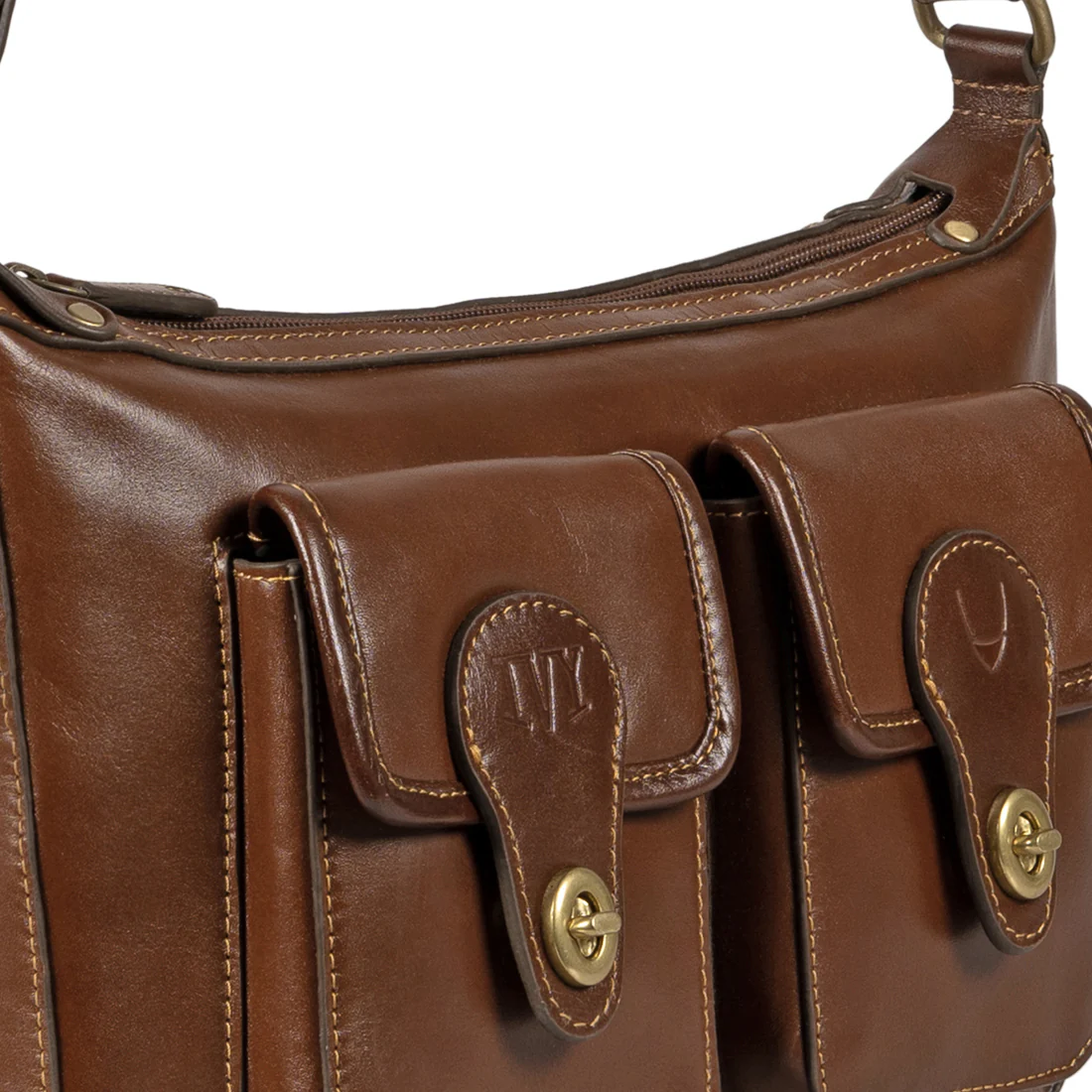 Pyne 02 Brown Leather Shoulder Bag - Image 4