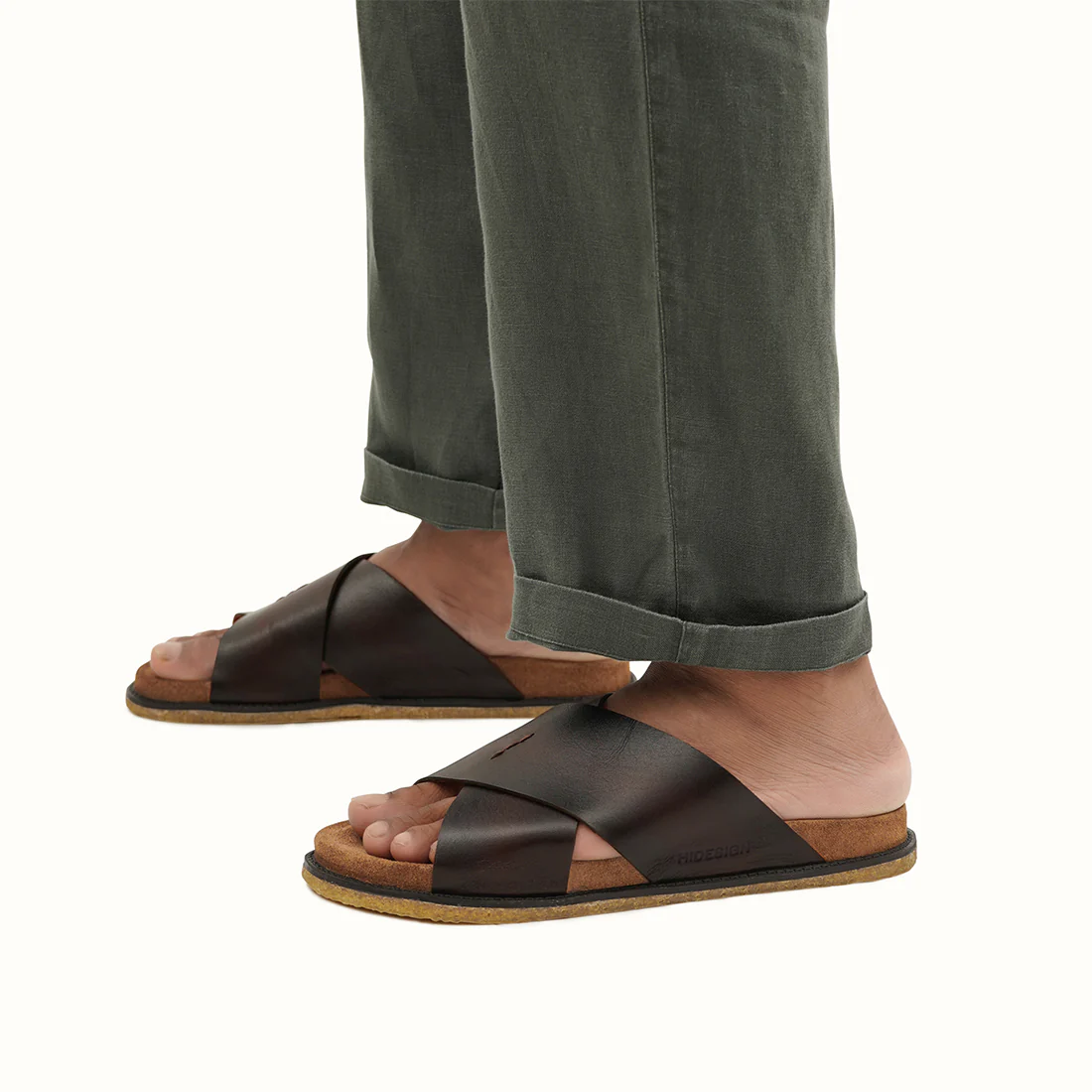 Reef Men's Brown Leather Slides - Image 2