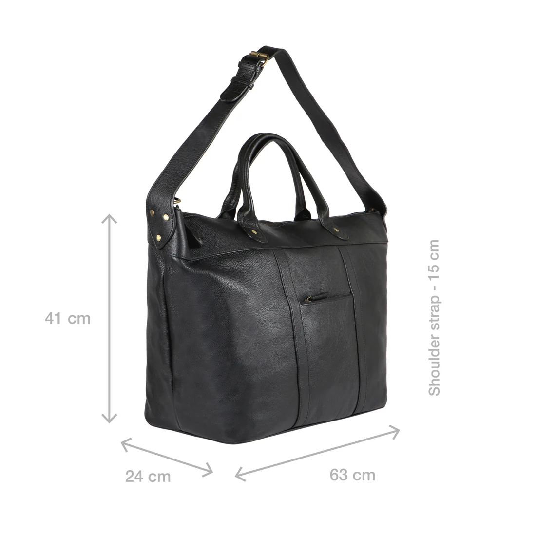Roberto Black Leather Duffle Bag - Image 3