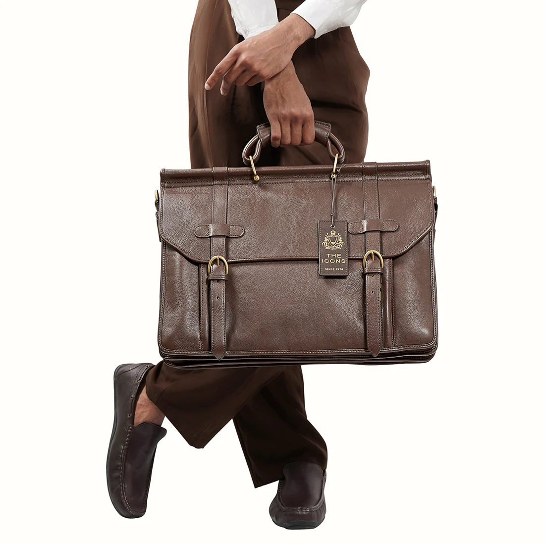 Roma Brown Leather Briefcase - Image 5
