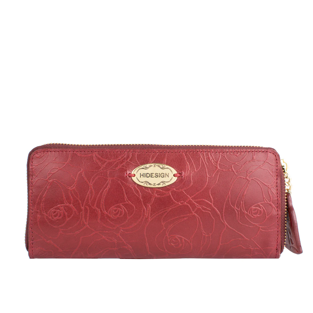 Rose W2 Red Leather Zip Around Wallet
