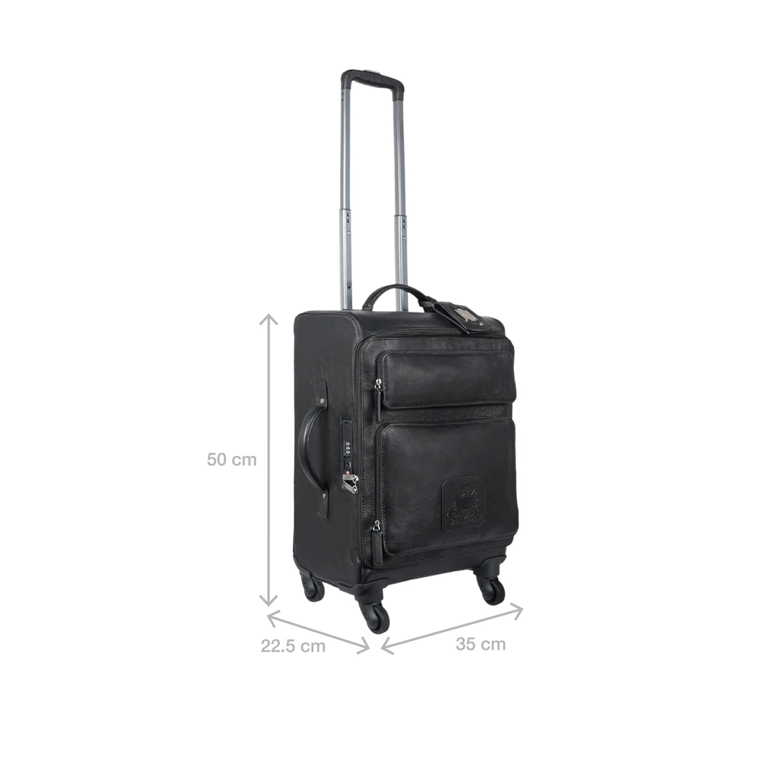 Rover 02 Black Leather Trolley Bag - Image 4