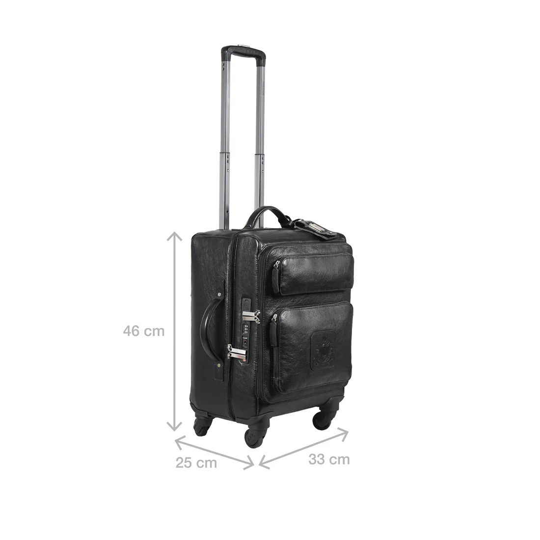 Rover 03 Black Leather Trolley Bag - Image 4