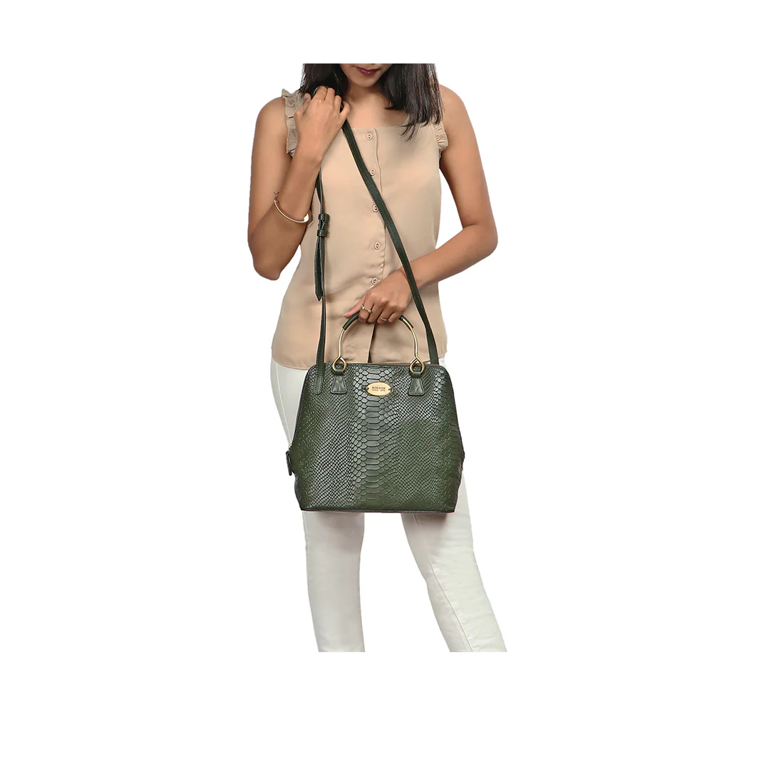 Royale 02 Green Leather Satchel - Image 2