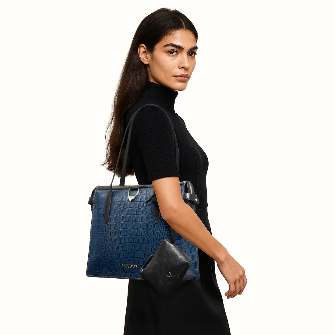 Sabrina 01 Blue Leather Shoulder Bag - Image 2