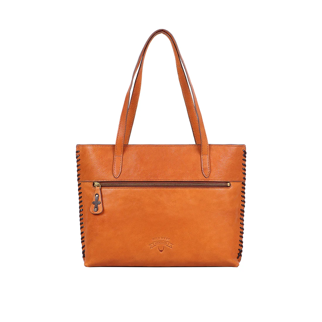 Sally Scull 01 Orange Leather Tote Bag - Image 4
