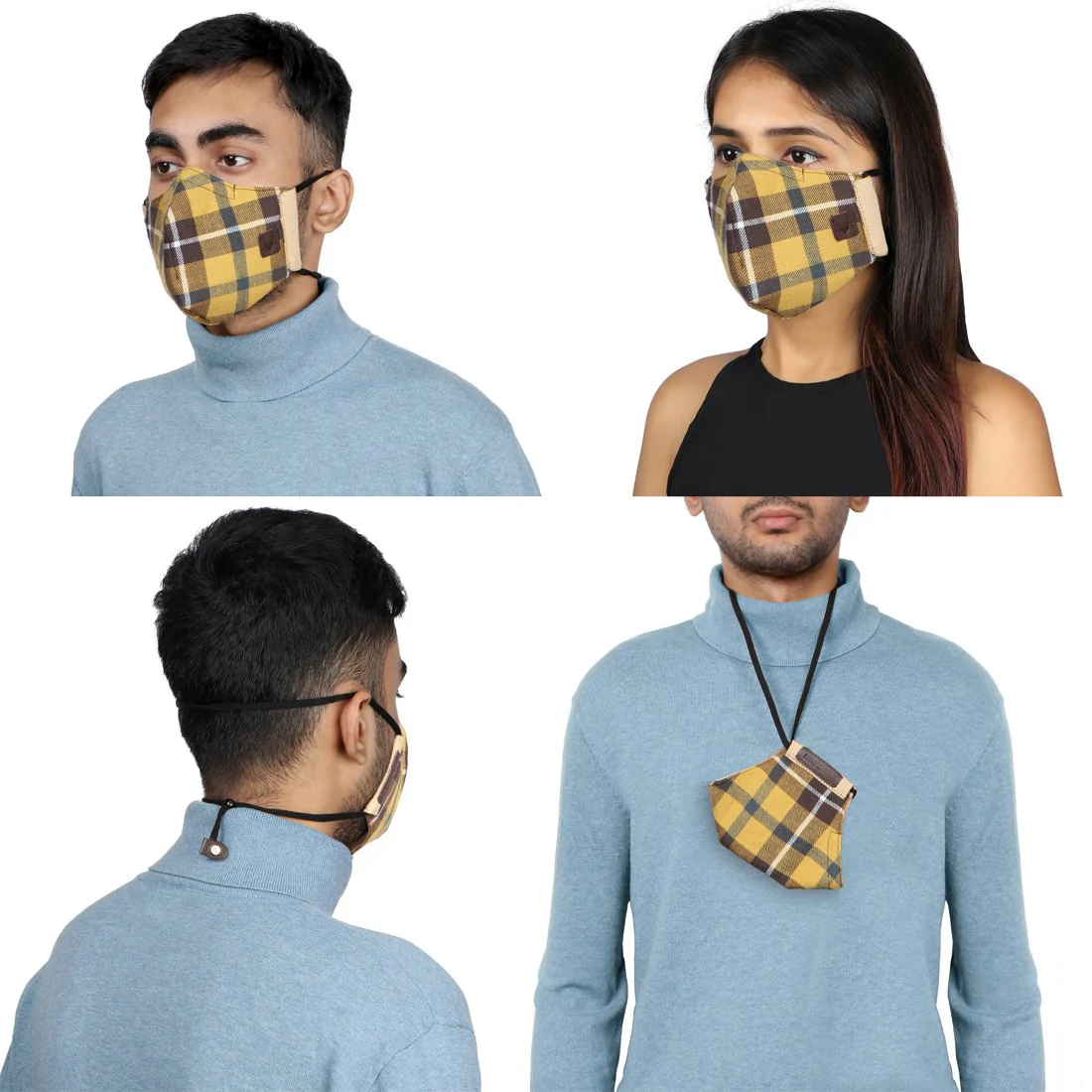 Samurai Yellow Leather Face Mask - Image 6