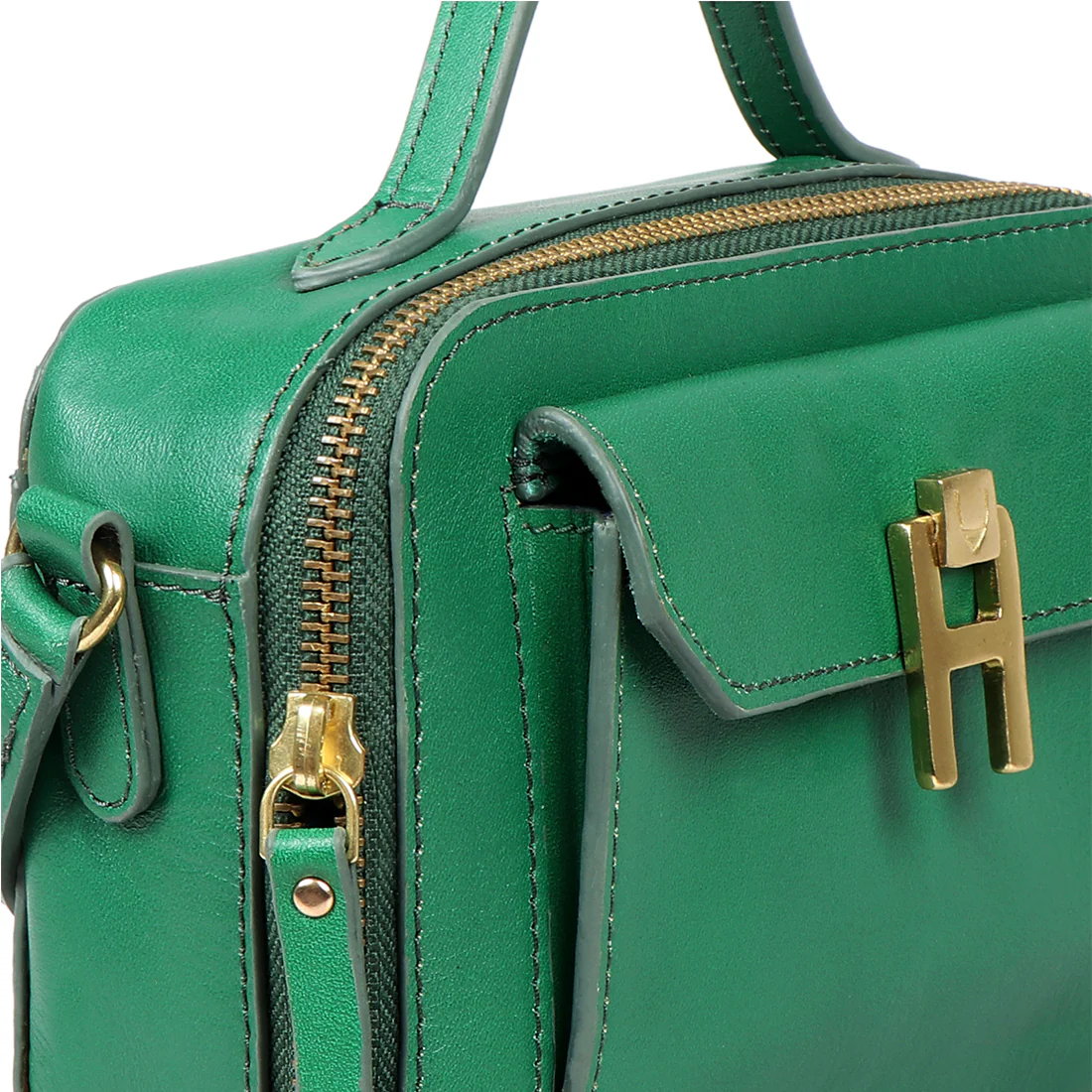Sangria 01 Green Leather Satchel - Image 3