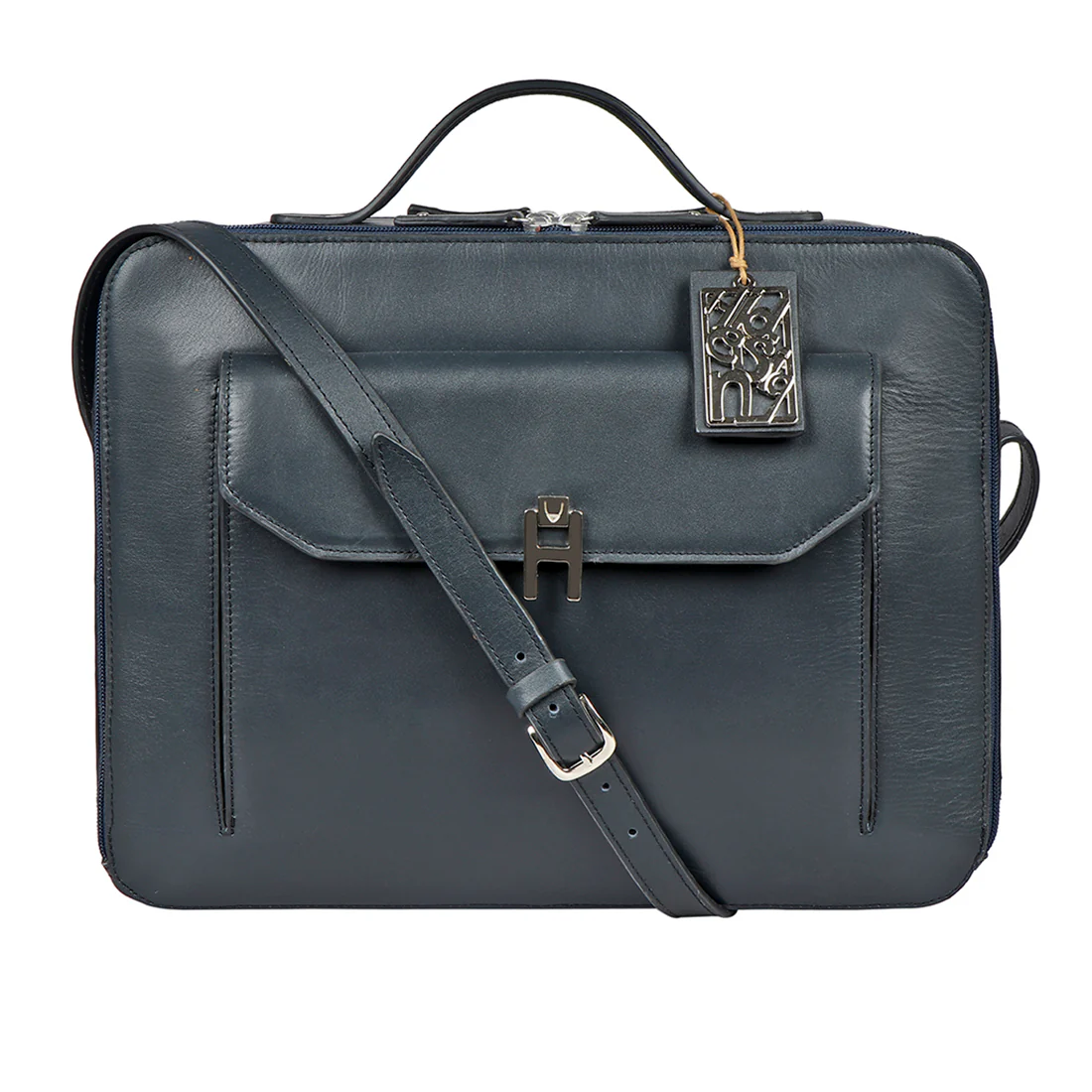 Sangria 03 Blue Leather Laptop Bag - Image 2