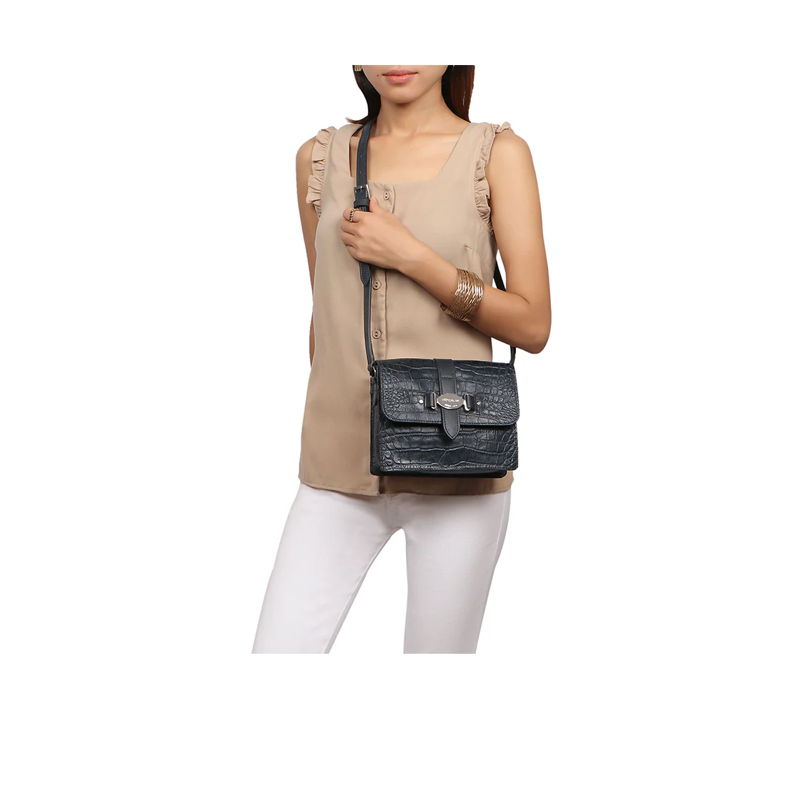 Santiago 02 Blue Leather Sling Bag - Image 6