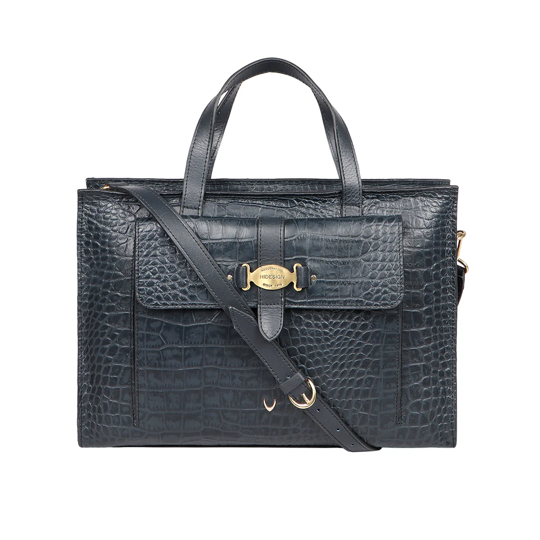 Santiago 10 Blue Leather Tote Bag - Image 2