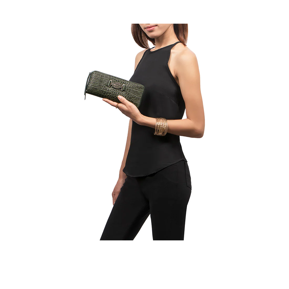 Santiago W1 Green Leather Zip Around Wallet