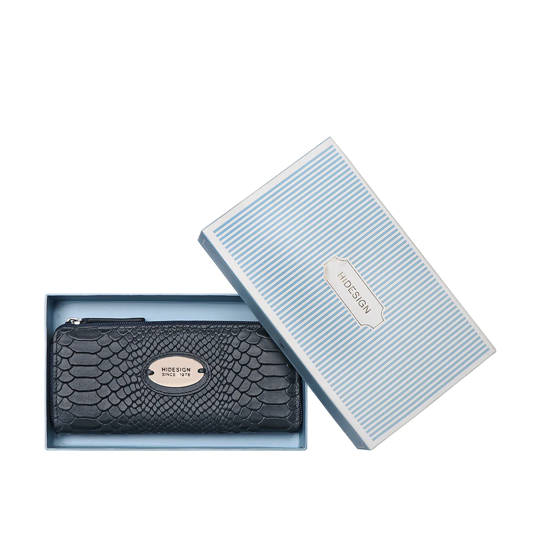 Sauta Fe W6 Blue Leather Zip Around Wallet - Image 7