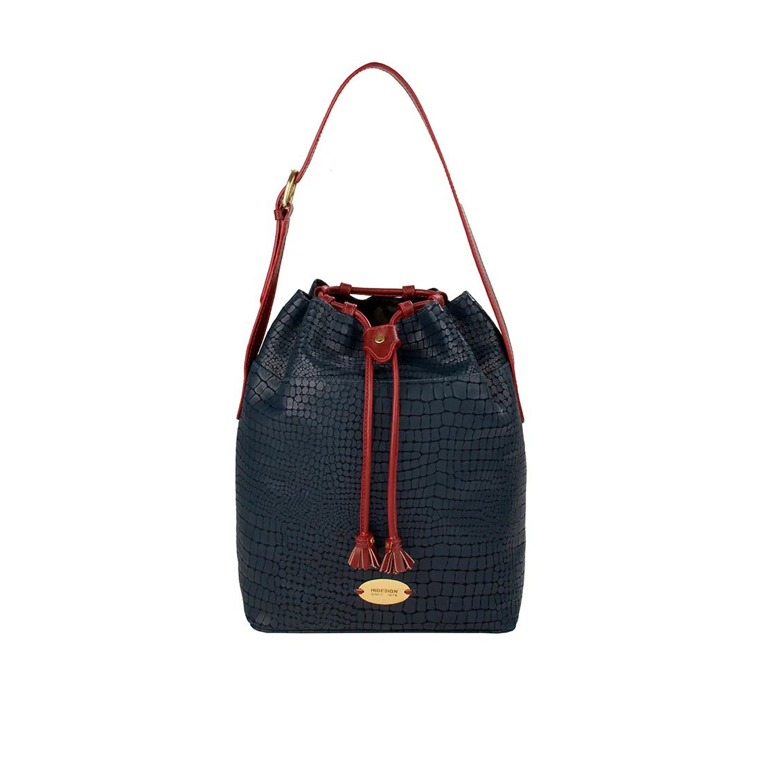 Sb Shea Blue Leather Draw String Bag