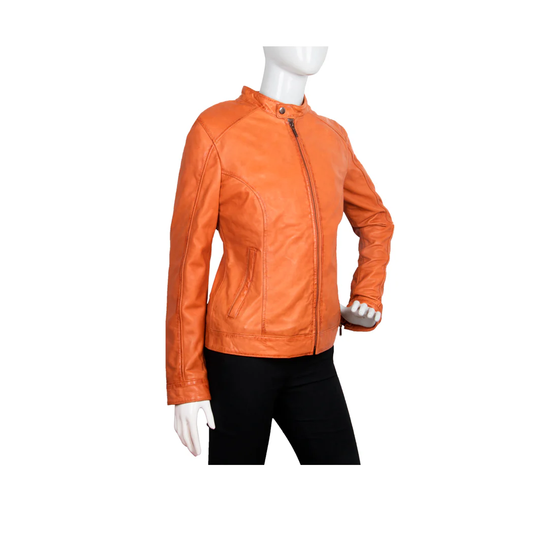 Scarlett Women's Tan Moto Style Leather Jacket - Image 5