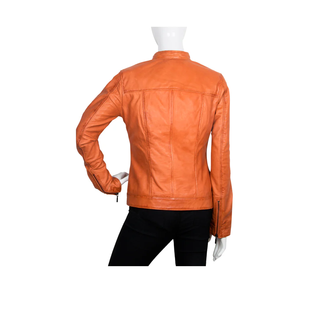 Scarlett Women's Tan Moto Style Leather Jacket - Image 6