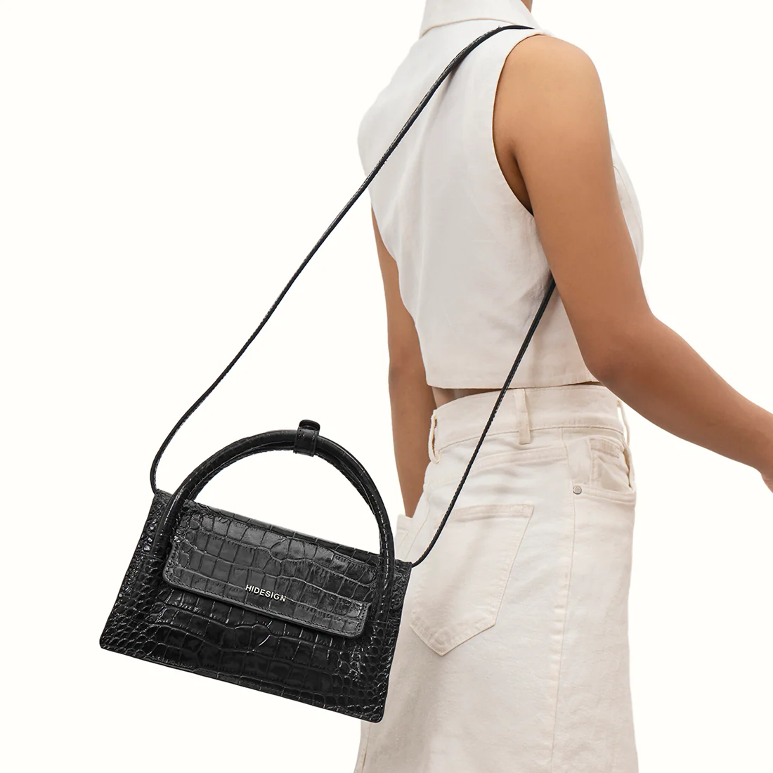 Schiphol-04 Black Leather Shoulder Bag