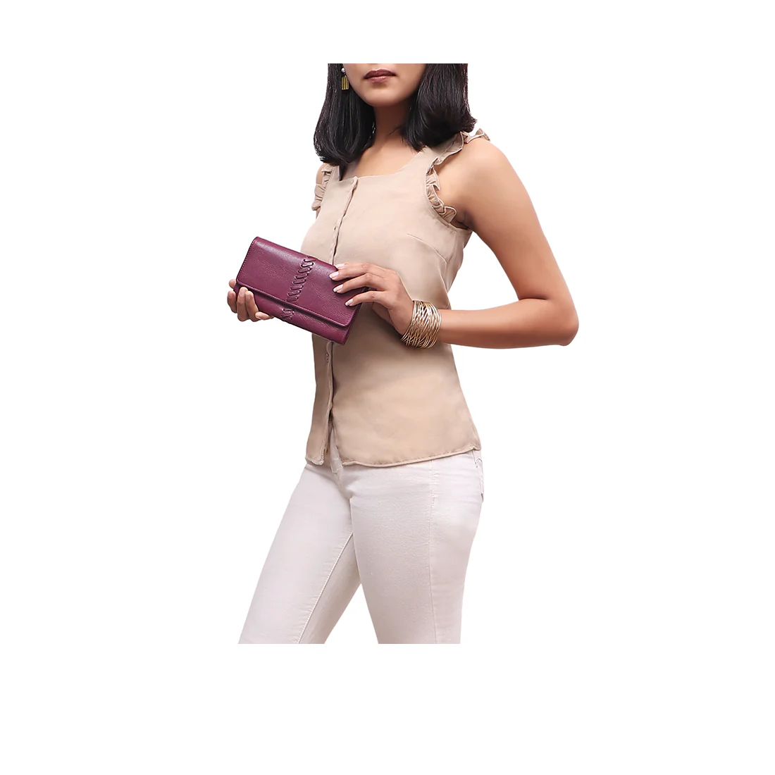 Sebbie W1 Purple Leather Clutch Wallet