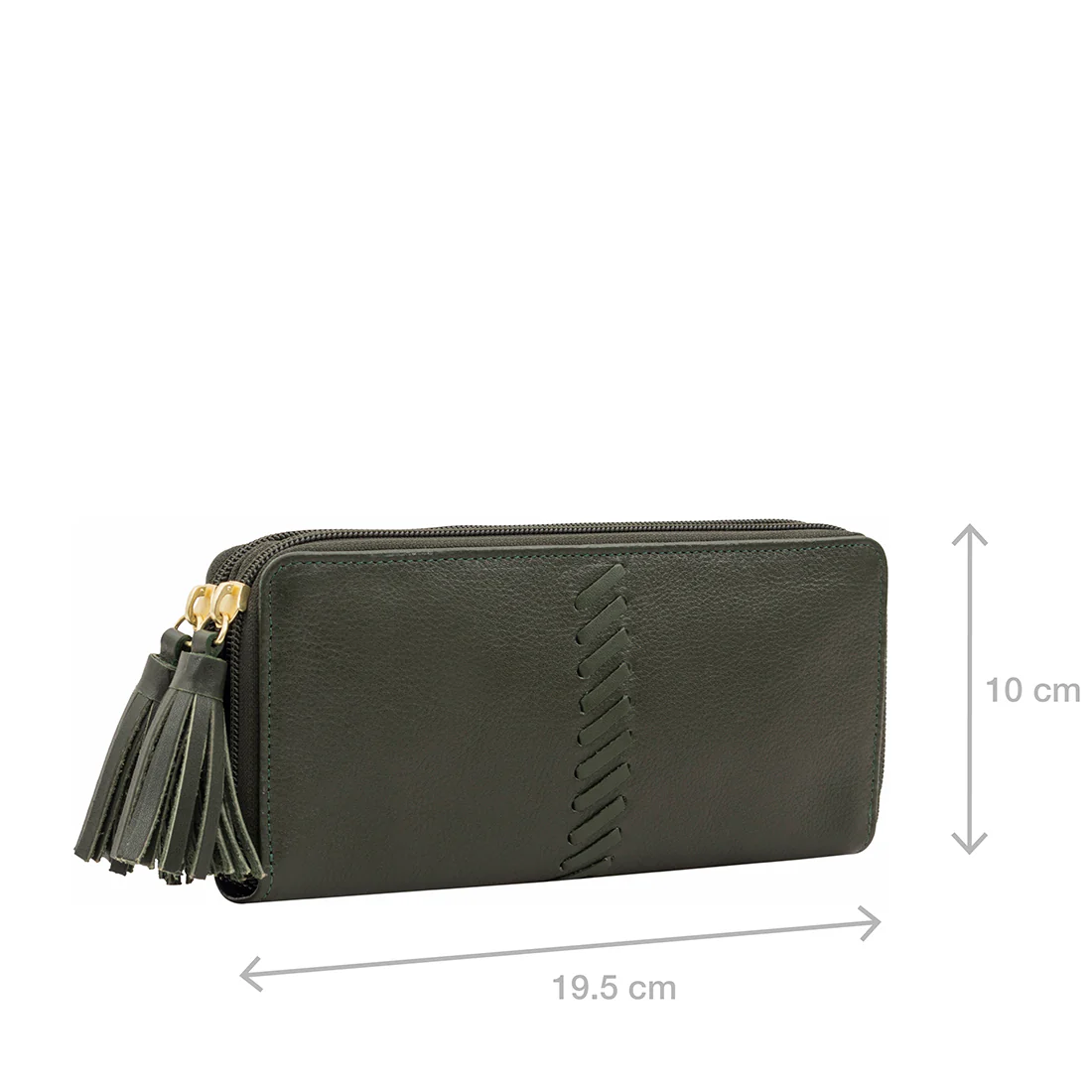 Sebbie W2 Green Leather Double Zip Around Wallet - Image 3