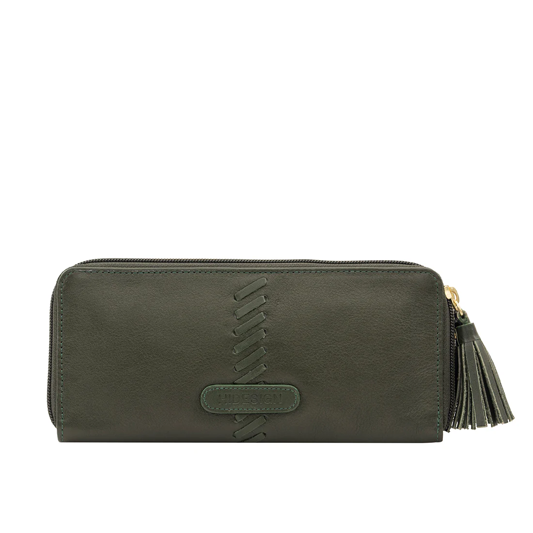 Sebbie W2 Green Leather Double Zip Around Wallet - Image 4