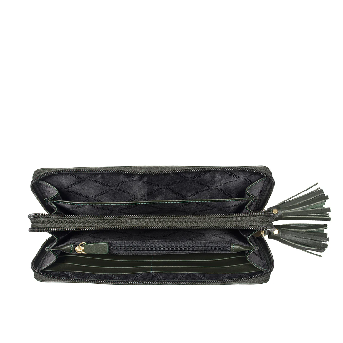 Sebbie W2 Green Leather Double Zip Around Wallet - Image 5
