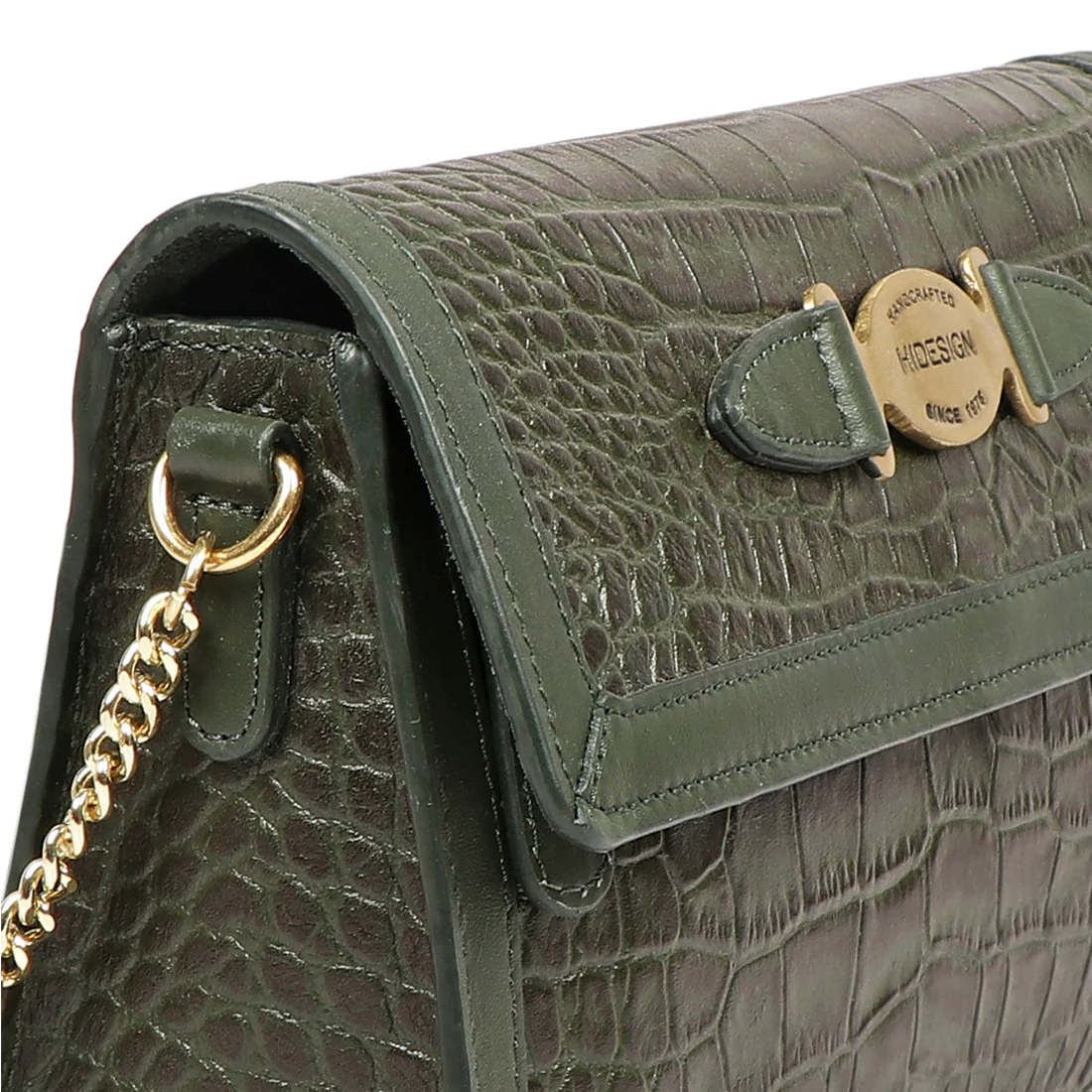 Selena 01 Green Leather Sling Bag - Image 5