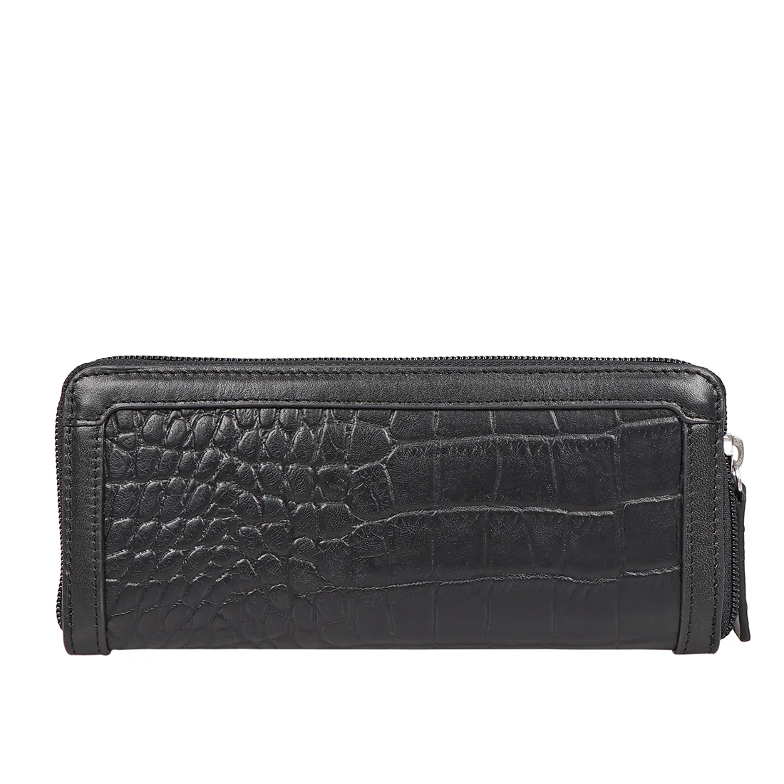 Selena W1 Black Leather Zip Around Wallet - Image 4