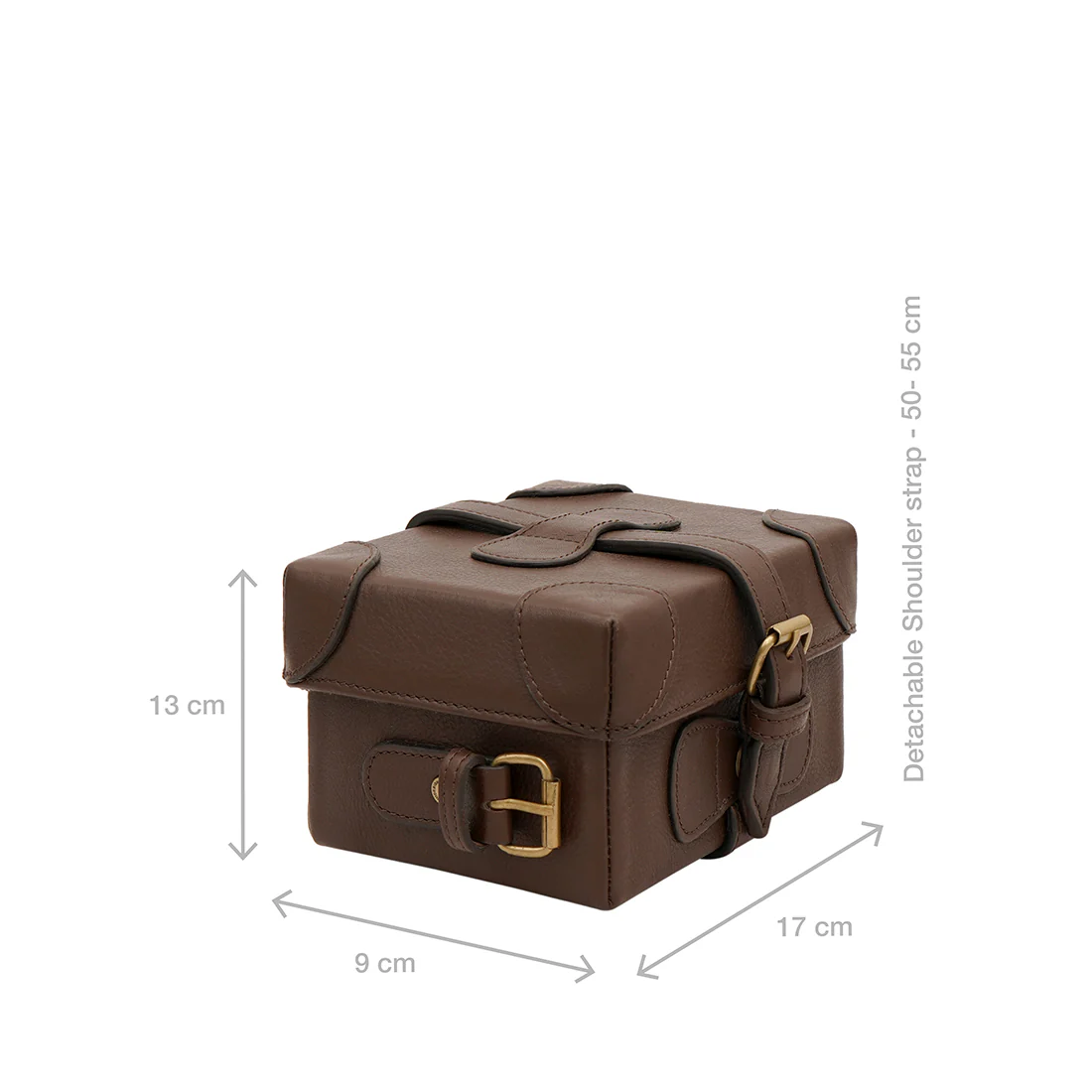 Small Boxy Brown Leather Sling Bag - Image 3